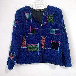 Vintage Allure Womens Medium Sweater Cardigan Jacket Wearable Art Toggle Buttons